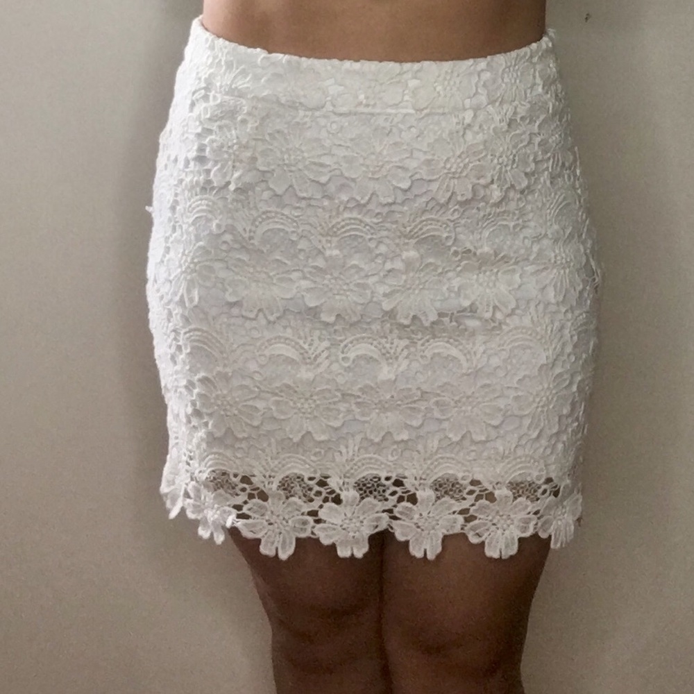 White lace floral skirt